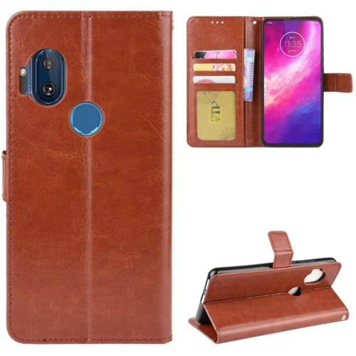 【CSmart】 Magnetic Card Slot Leather Folio Wallet Flip Case Cover for Motorola Moto One Hyper, Brown
