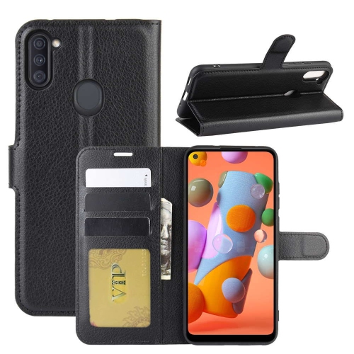 【CSmart】 Magnetic Card Slot Leather Folio Wallet Flip Case Cover for Samsung Galaxy A11, Black