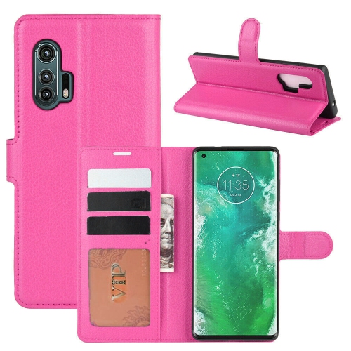 [CS] Motorola Moto Edge + / Edge Plus Case, Magnetic Leather Folio Wallet Flip Case Cover with Card Slot, Hot Pink