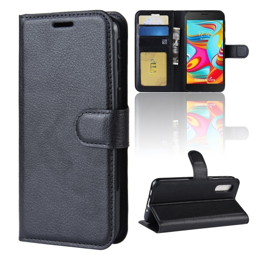 【CSmart】 Magnetic Card Slot Leather Folio Wallet Flip Case Cover for Samsung Galaxy A02 Core, Black
