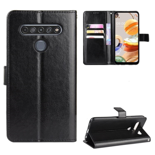 [CS] LG K61 Case, Magnetic Leather Folio Wallet Flip Case Cover with Card Slot, Black