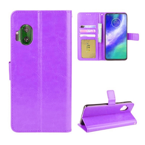 [CS] Motorola Moto One Hyper Case, Magnetic Leather Folio Wallet Flip Case Cover with Card Slot, Purple