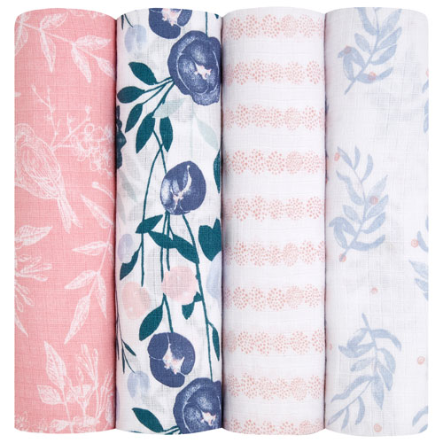 aden + anais Muslin Swaddle - 4 Pack - Flowers Bloom