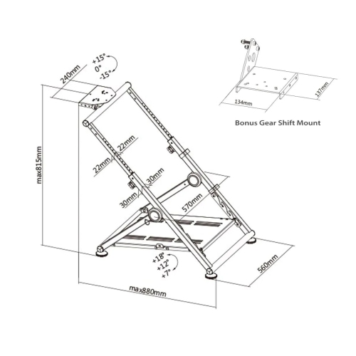 Support de volant de course pliable à hauteur réglable RC-GTF1/SWS-04 de Boost Industries pour joueurs