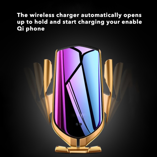 Chargeur de voiture sans fil pour Smartphones iPhone Android avec technologie Qi, capteur infrarouge intelligent automatique, support de téléphone