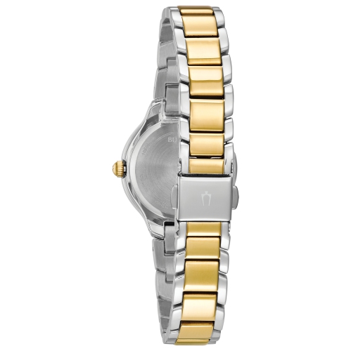 Bulova Ladies Classic Quartz Watch 28mm Two-Tone Stainless Steel Case and Bracelet with Silver-White Dial