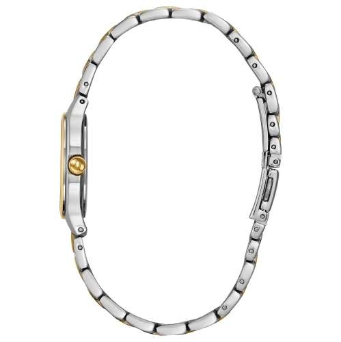 Bulova Ladies Classic Quartz Watch 28mm Two-Tone Stainless Steel Case and Bracelet with Silver-White Dial