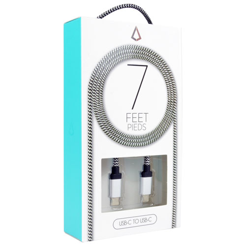 LBT 2.13m USB-C to USB-C Braided Cable (LBT078) - Black/White