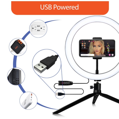 Uolo Mount 10 "LED Ring Light [Aluminium Metal Frame] avec trépied, support de téléphone et obturateur à distance - Selfie & Livestream Light