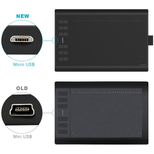 Huion New 1060Plus Graphics Drawing Tablet with 8192 Pressure Sensitivity and Built-in Card Reader 8 MicroSD Card 5080