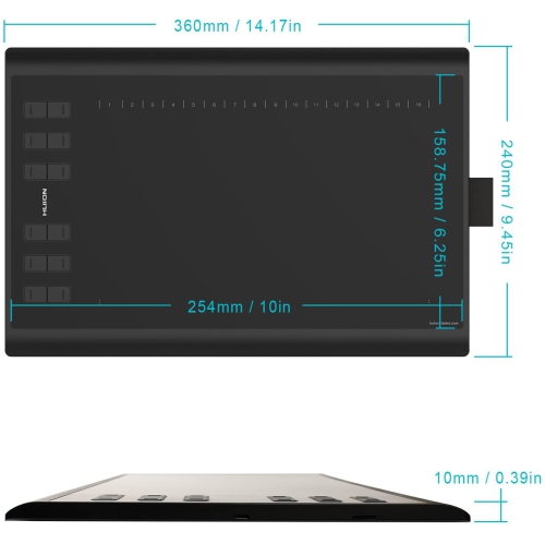 Huion New 1060Plus Graphics Drawing Tablet with 8192 Pressure Sensitivity and Built-in Card Reader 8 MicroSD Card 5080