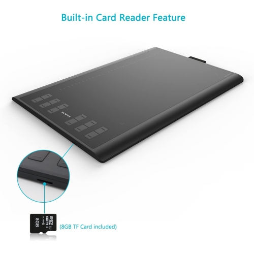 Huion New 1060Plus Graphics Drawing Tablet with 8192 Pressure Sensitivity and Built-in Card Reader 8 MicroSD Card 5080