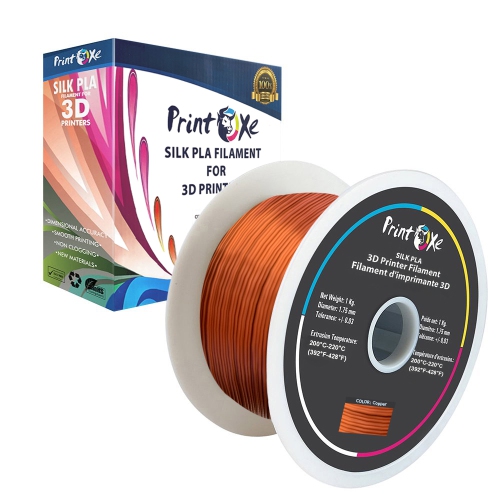 3D PLA Like Silk Copper Colour Printer Filament 1.75 mm Diameter-1 Kg Net on Spool Dimensional Accuracy +/- 0.03 mm | PRINTOXE® Brand