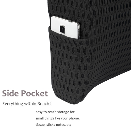 Cool Gel Memory Foam Lumbar Support Pillow, Black(310 x 360 x 120mm) used for Car Seat, Chair, Home, Seat - Moustache®-Black