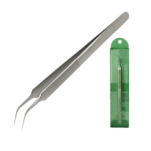 Curved Head Ultra Precision Stainless Steel Silver Tweezer Repair Tool