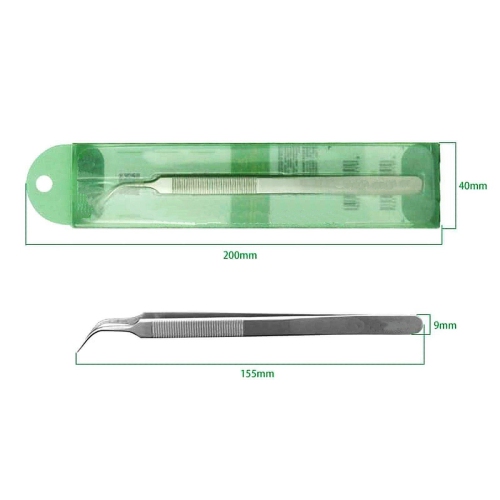 Curved Head Ultra Precision Stainless Steel Silver Tweezer Repair Tool