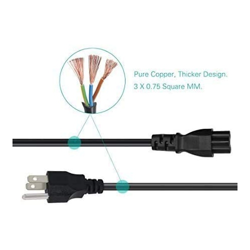 5Ft Long 3 Prong AC Laptop Power Cord Cable for Dell IBM Hp Compaq Asus Sony Toshiba Lenovo Acer Gateway Notebook