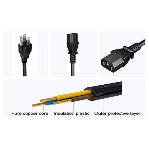ZHIY 3 Prong AC Power Cord 5ft for Personal Computer,Vizio,PC Monitor,Plasma bravia uhd Smart TV, Supply Plug