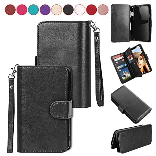 Wallet Case for iPhone Xs MAX, Premium Leather Folio Case Wallet Magnetic Detachable Removable ...