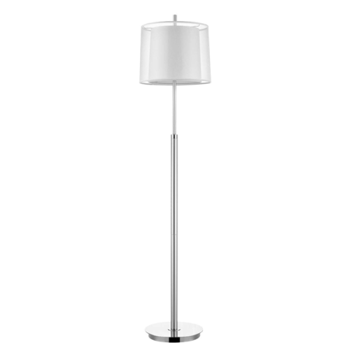 ACCLAIM LIGHTING  Nimbus 1-Light Metallic And Polished Chrome Floor Lamp With Sheer Snow Double Shantung Shade In Silver