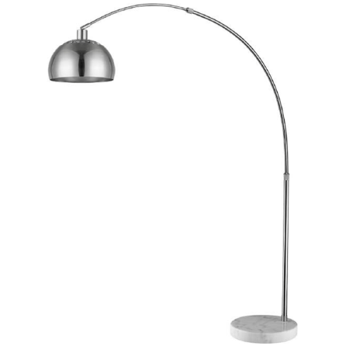 Lampadaire arqué ajustable mi-hauteur à 1 lumière, nickel brossé avec abat-jour en métal