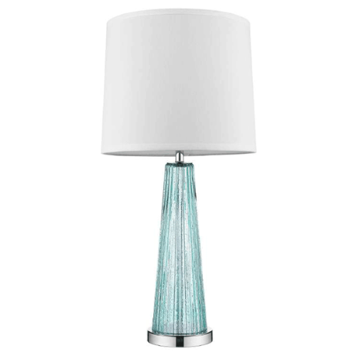 Lampe de table en écume de mer Chiara à 1 lumière et chrome poli avec abat-jour Shantung blanc cassé