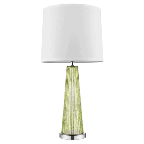 Chiara 1-Light Apple Green Glass And Polished Chrome Table Lamp With Off-White Shantung Shade