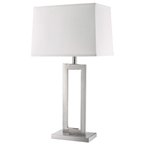 Riley 1-Light Brushed Nickel Table Lamp With Off-White Shantung Shade