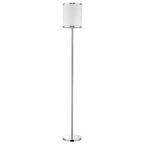 Lux II 1-Light Polished Chrome Floor Lamp With Metal Trimmed Off-White Shantung Shade