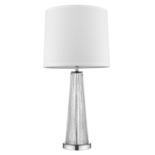 Chiara 1-Light Clear Glass And Polished Chrome Table Lamp With Off-White Shantung Shade