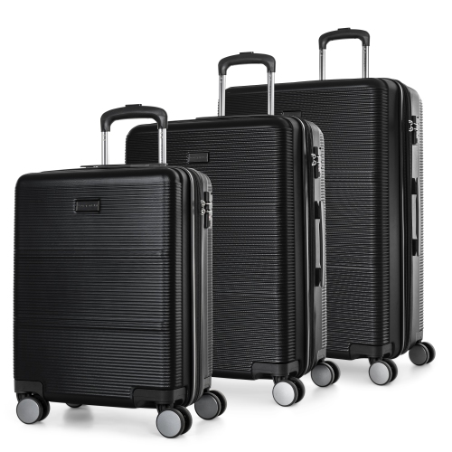 Bugatti Brussels - 3 Pieces Hard Case Luggage Set - ABS - Black