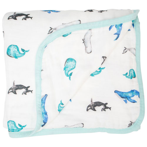 Lulujo Bamboo Muslin Quilted Blanket - Whales