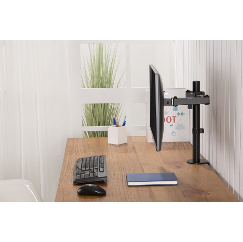 Amer Mounts Single Monitor C-Clamp Desk Mount Fully Adjustable/Tilt/Articulating For 17"-32" Screens - EZCLAMP