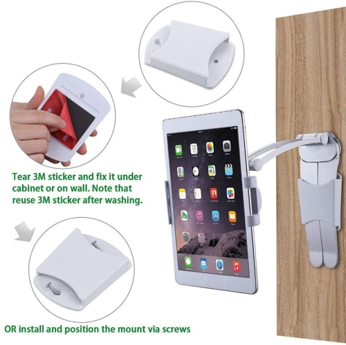 ALUMINUM Tablet Stand Mount - Office & Kitchen Tablet Holder Adjustable arm Cell Phone ipad holder fits 4"- 12.9" Tablets and Phone - Desktop Mount