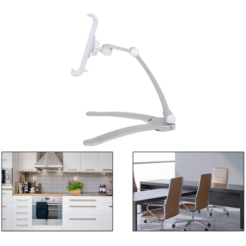 ALUMINUM Tablet Stand Mount - Office & Kitchen Tablet Holder Adjustable arm Cell Phone ipad holder fits 4"- 12.9" Tablets and Phone - Desktop Mount
