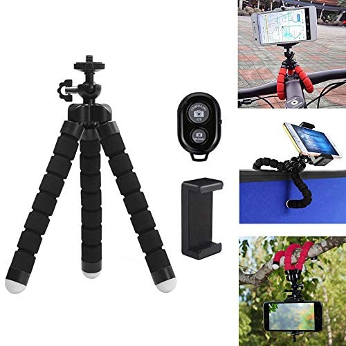 Selfie Tripod with Blue Tooth Shutter Remote for Cell Phone GoPro . This Digital Camera Flexible Octopus Gorilla Legs will Wrap , Hang or Stand