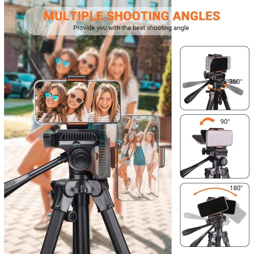 Tripod with Wireless Bluetooth Remote, 60-Inch used for Camera/Phone/Travel , having Max Load of 11 Lbs, 360 Degree Swivel, Universal Smartphone