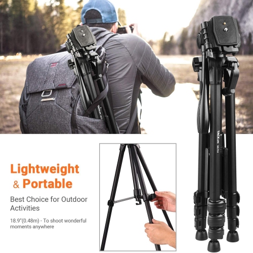 Tripod with Wireless Bluetooth Remote, 60-Inch used for Camera/Phone/Travel , having Max Load of 11 Lbs, 360 Degree Swivel, Universal Smartphone