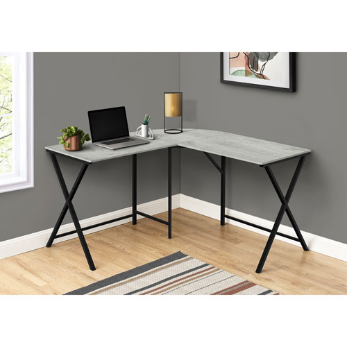 Bureau d'angle d'ordinateur de Monarch - Gris/Noir
