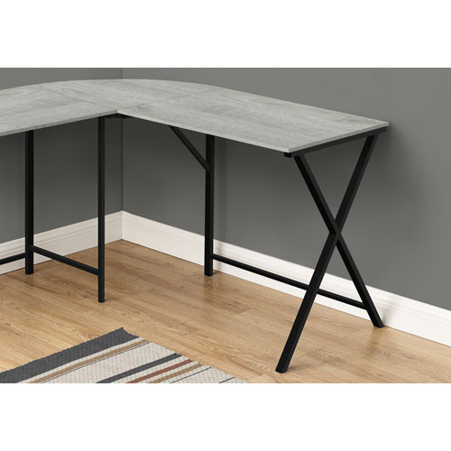 Bureau d'angle d'ordinateur de Monarch - Gris/Noir