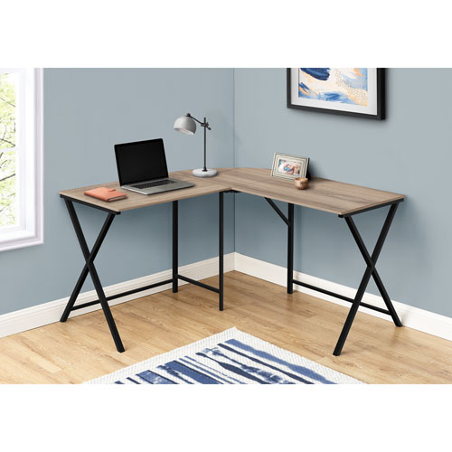 Monarch Corner Computer Desk - Dark Taupe/Black