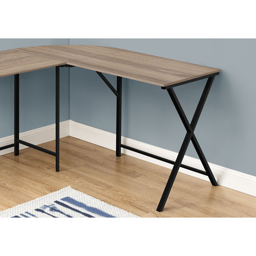 Monarch Corner Computer Desk - Dark Taupe/Black