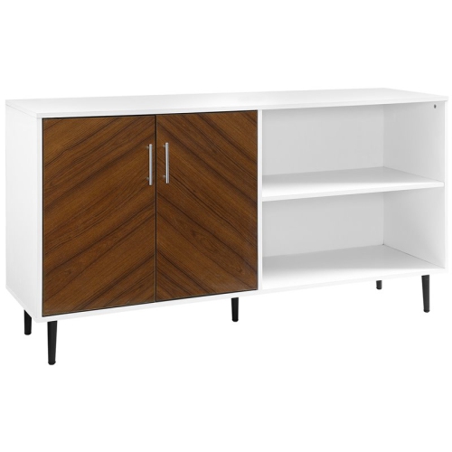 58" Mid Century Modern TV Stand in White