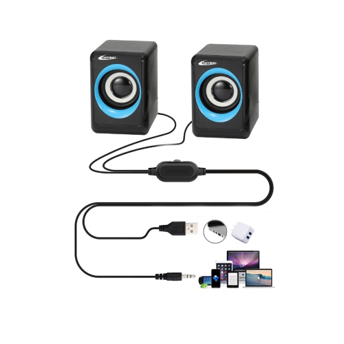 axGear Portable Speaker USB Multimedia Powered Wired Mini Surround Subwoofer Output