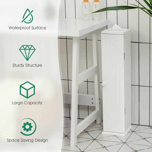 Gymax Toilet Tissue Storage Tower Bathroom Storage Floor Cabinet w/ 4 Shelves