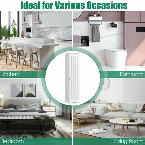 Gymax Toilet Tissue Storage Tower Bathroom Storage Floor Cabinet w/ 4 Shelves