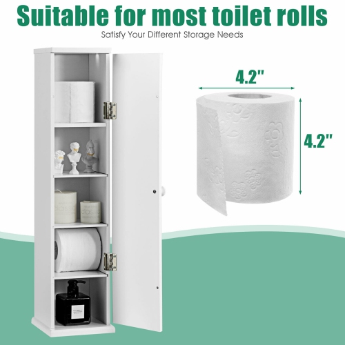 Gymax Toilet Tissue Storage Tower Bathroom Storage Floor Cabinet w/ 4 Shelves
