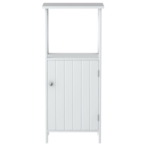 Gymax Bathroom Floor Storage Cabinet Organizer w/ Door Adjustable Shelf White