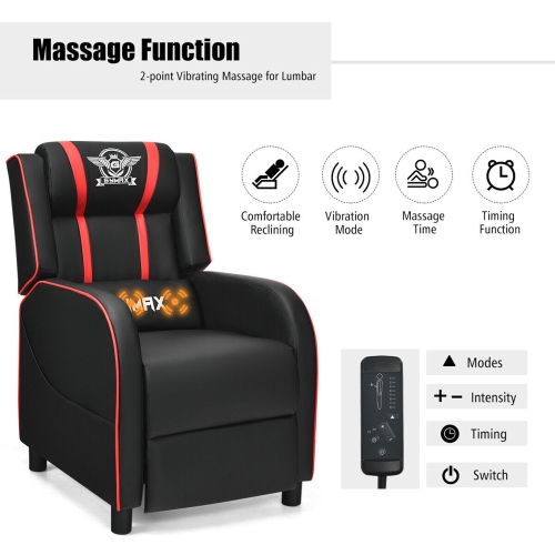 Gymax Massage Gaming Recliner Chair Racing Single Lounge Sofa Home Theater Seat