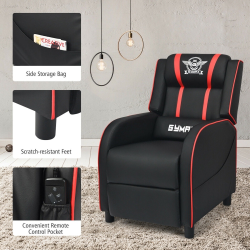 Gymax Massage Gaming Recliner Chair Racing Single Lounge Sofa Home Theater Seat